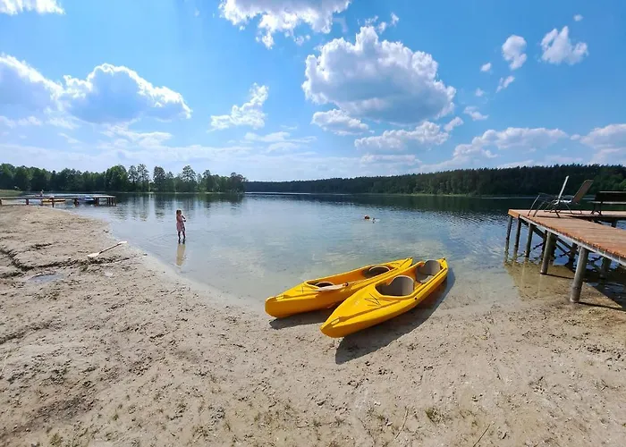 Przy Jeziorze Z Prywatna Plaza W Borach Tucholskich Alicja Wczasy Z Dziecmi Nowe Luksusowe Na Skraju Jeziora I Lasu
